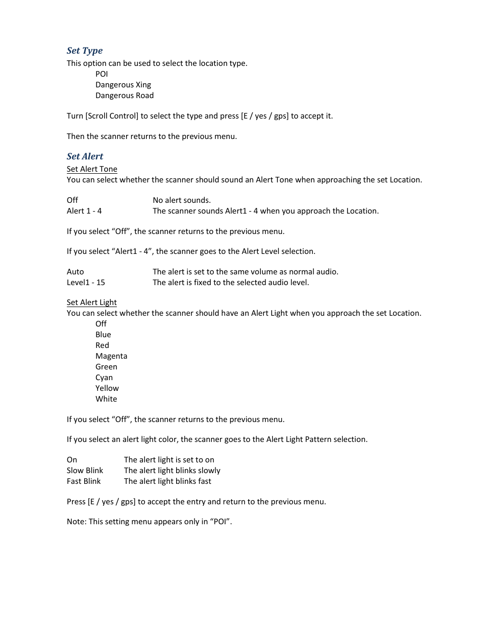 Set type, Set alert | Uniden BCD396XT User Manual | Page 68 / 273