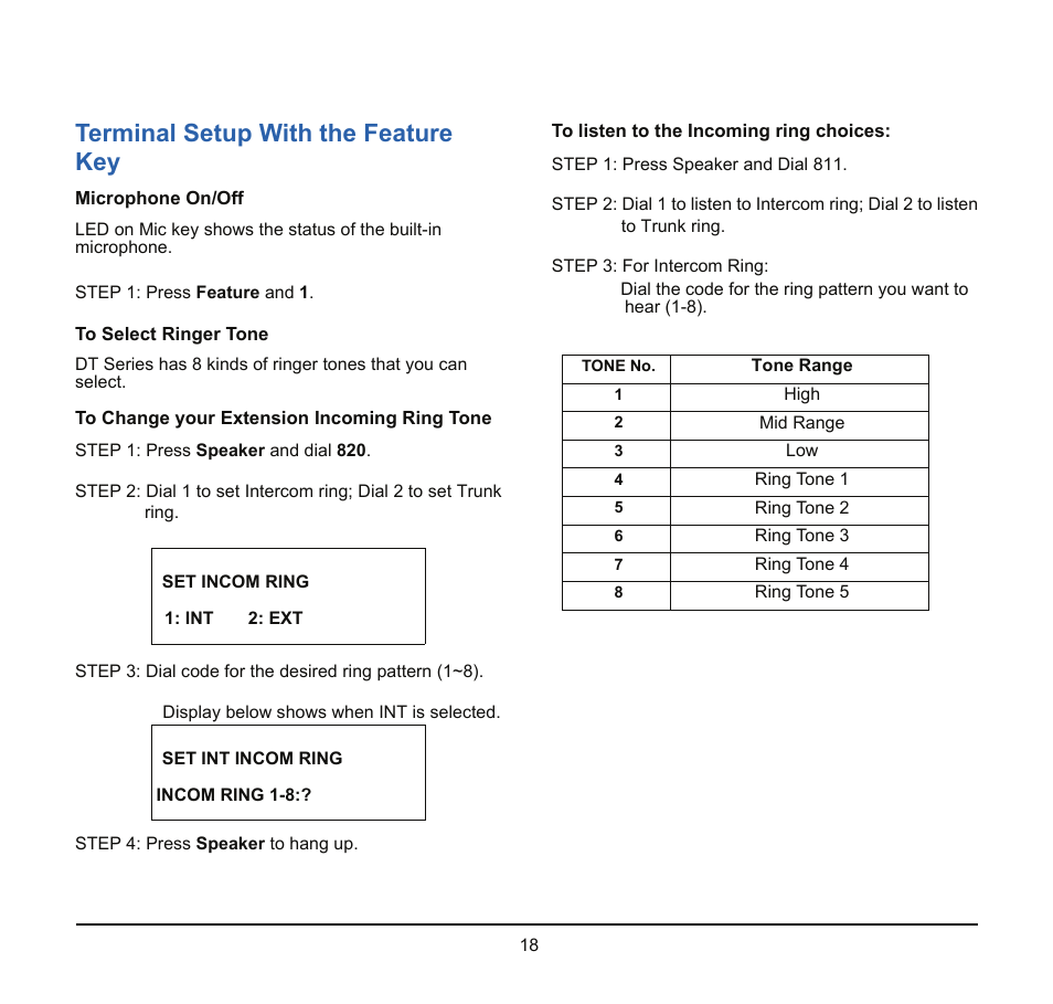 Terminal setup with the feature key | NEC SV8100 User Manual | Page 24 / 69