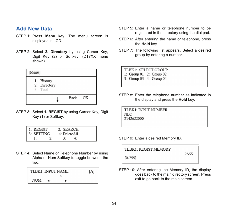 Add new data | NEC SV8100 User Manual | Page 60 / 69