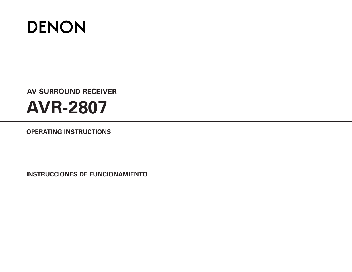 Denon AVR-2807 User Manual | 88 pages