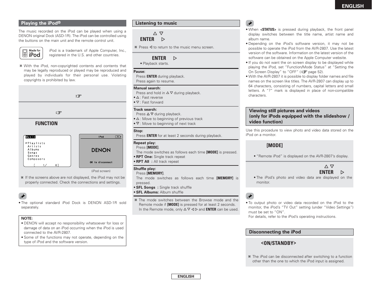 Denon AVR-2807 User Manual | Page 43 / 88