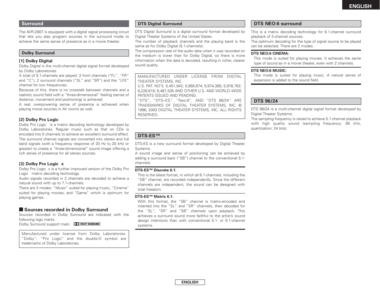 Denon AVR-2807 User Manual | Page 71 / 88