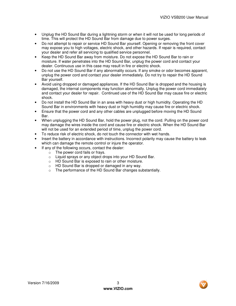 Vizio VSB200 User Manual | Page 3 / 29