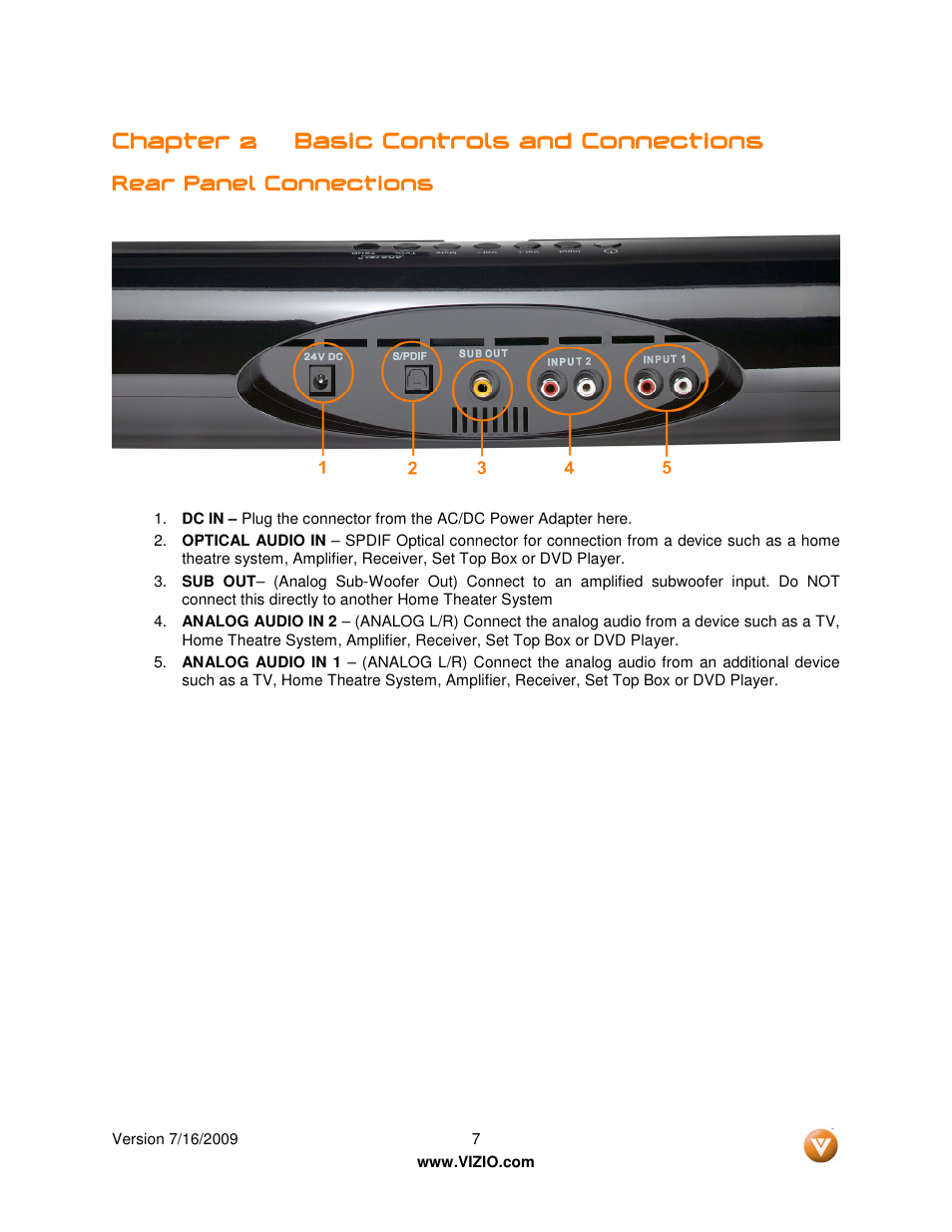 Chapter 2 | Vizio VSB200 User Manual | Page 7 / 29