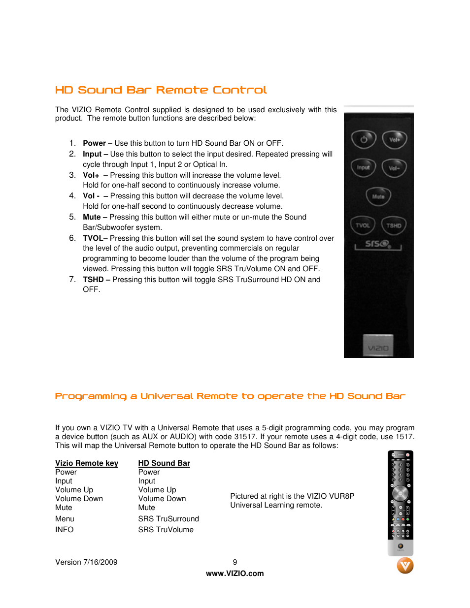 Vizio VSB200 User Manual | Page 9 / 29