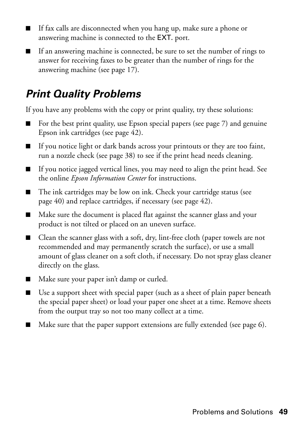 Print quality problems | Epson WorkForce 610 Series User Manual | Page 49 / 60