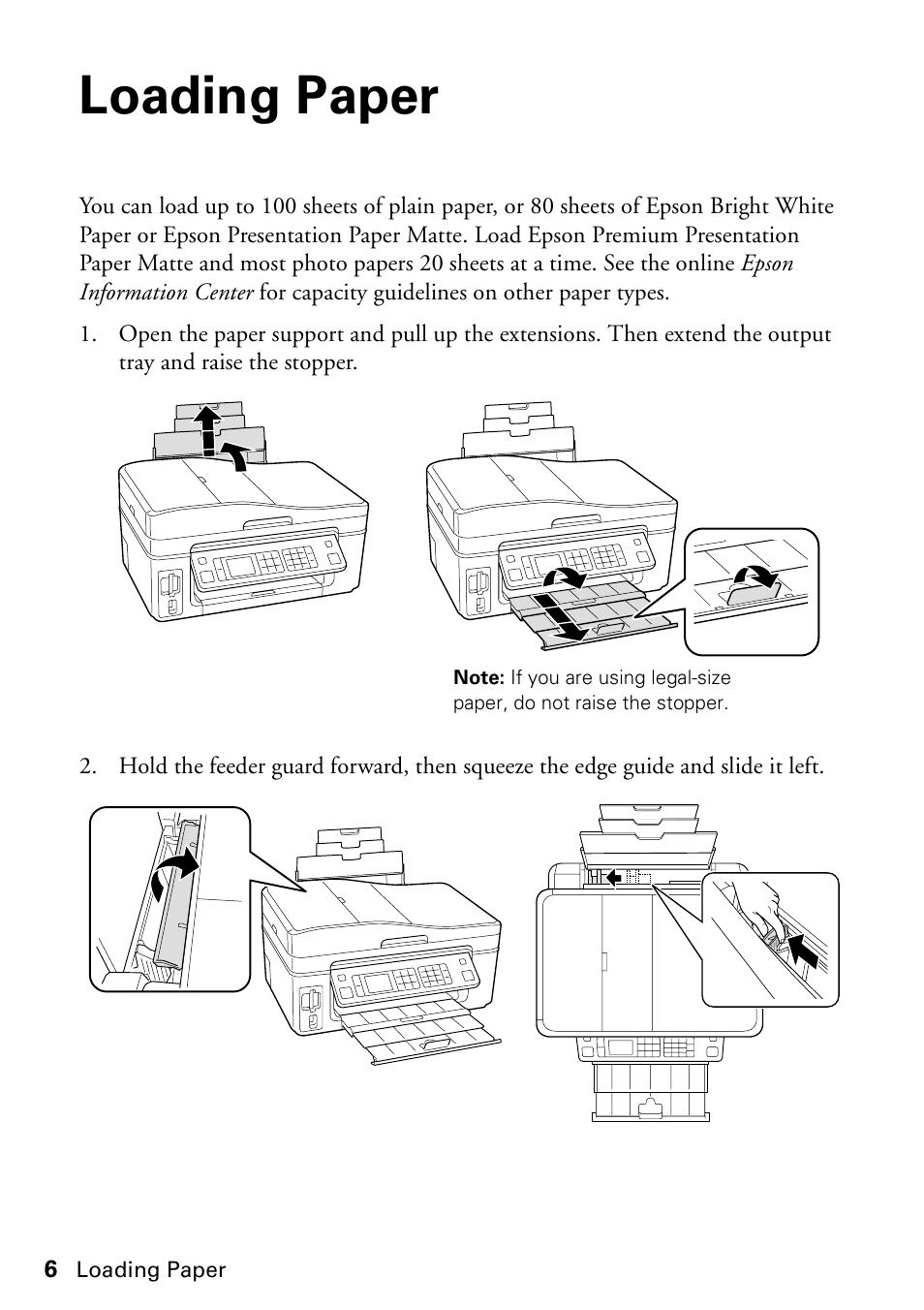 Loading paper | Epson WorkForce 610 Series User Manual | Page 6 / 60