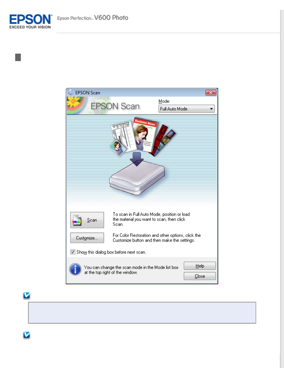 Scanning in full auto mode | Epson PERFECTION V600 PHOTO User Manual | Page 41 / 164