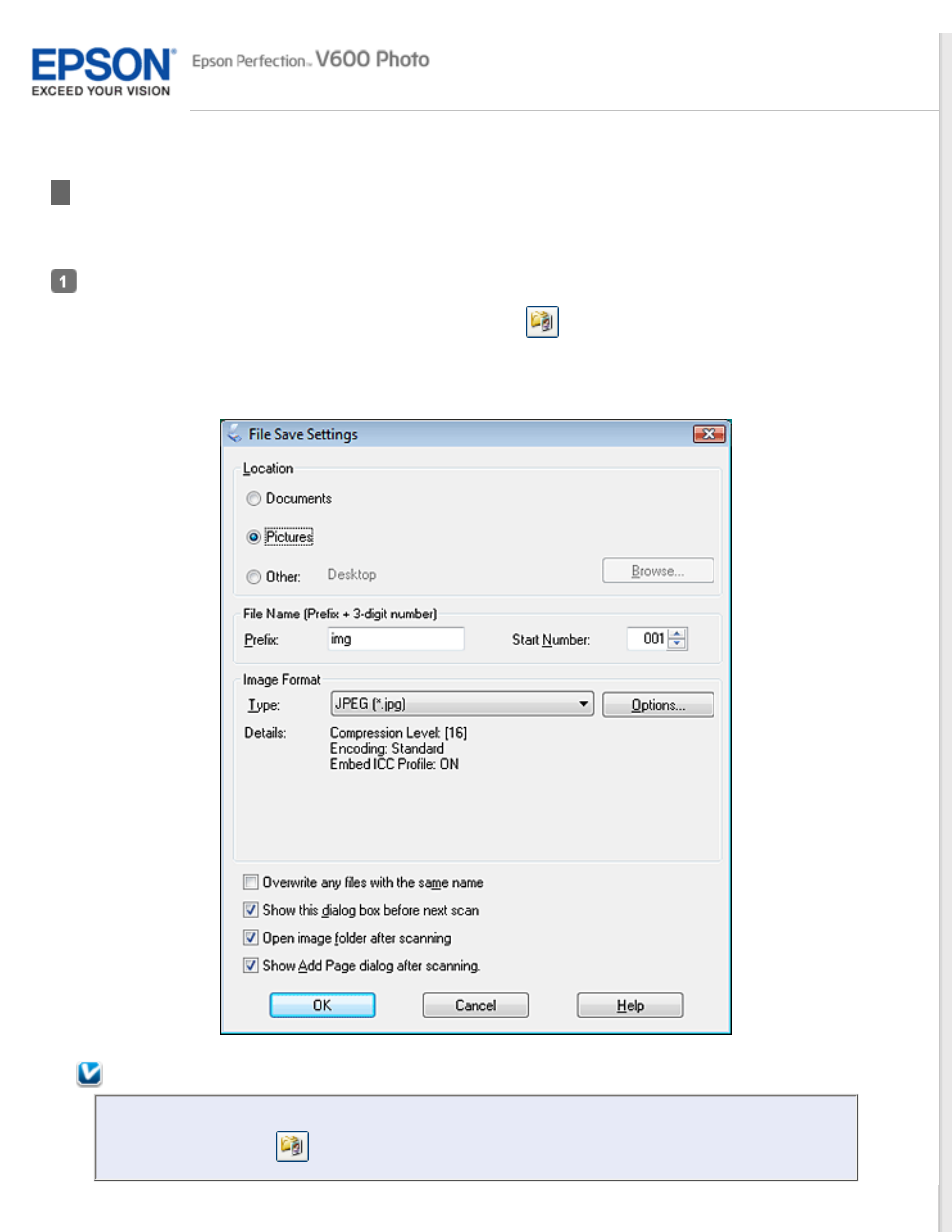 Selecting file save settings | Epson PERFECTION V600 PHOTO User Manual | Page 51 / 164