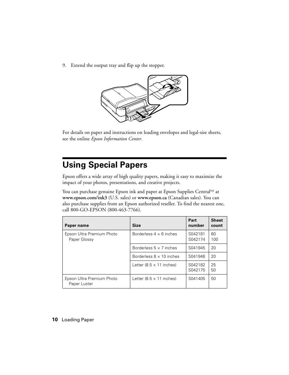 Using special papers | Epson Artisan 810 Series User Manual | Page 10 / 64