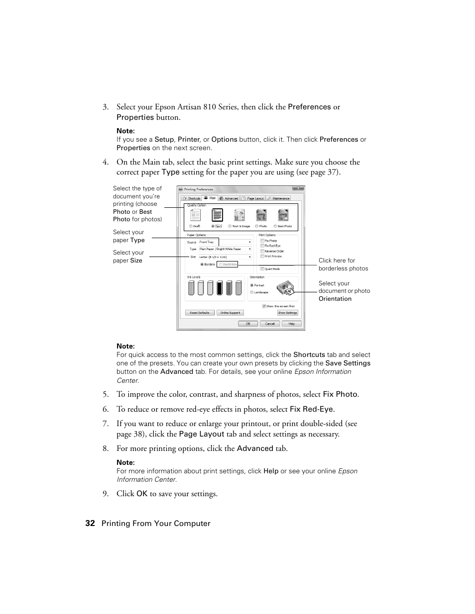 Epson Artisan 810 Series User Manual | Page 32 / 64