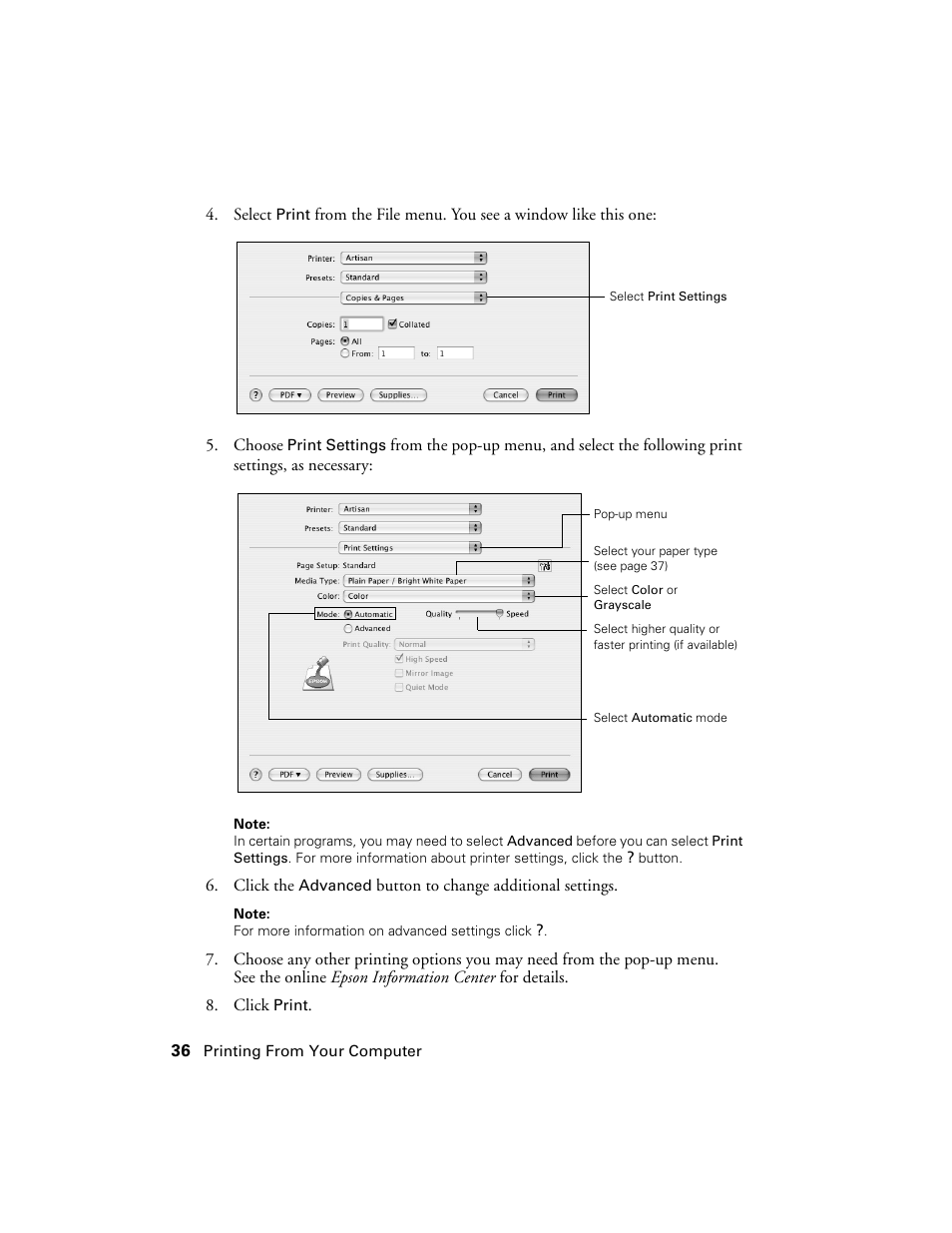 Epson Artisan 810 Series User Manual | Page 36 / 64