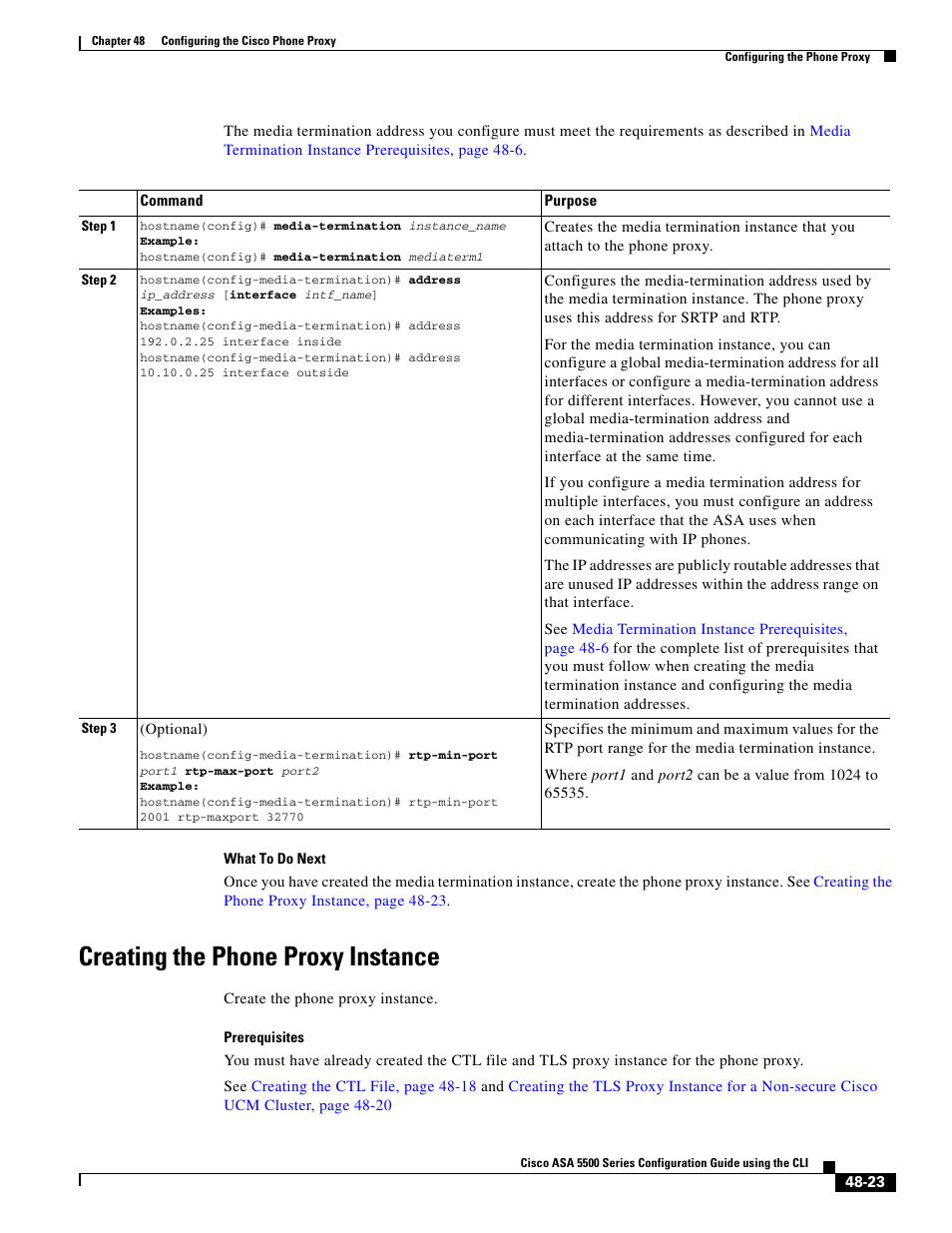 Creating the phone proxy instance, Creating the, Stance. see | Cisco ASA 5505 User Manual | Page 1005 / 1994