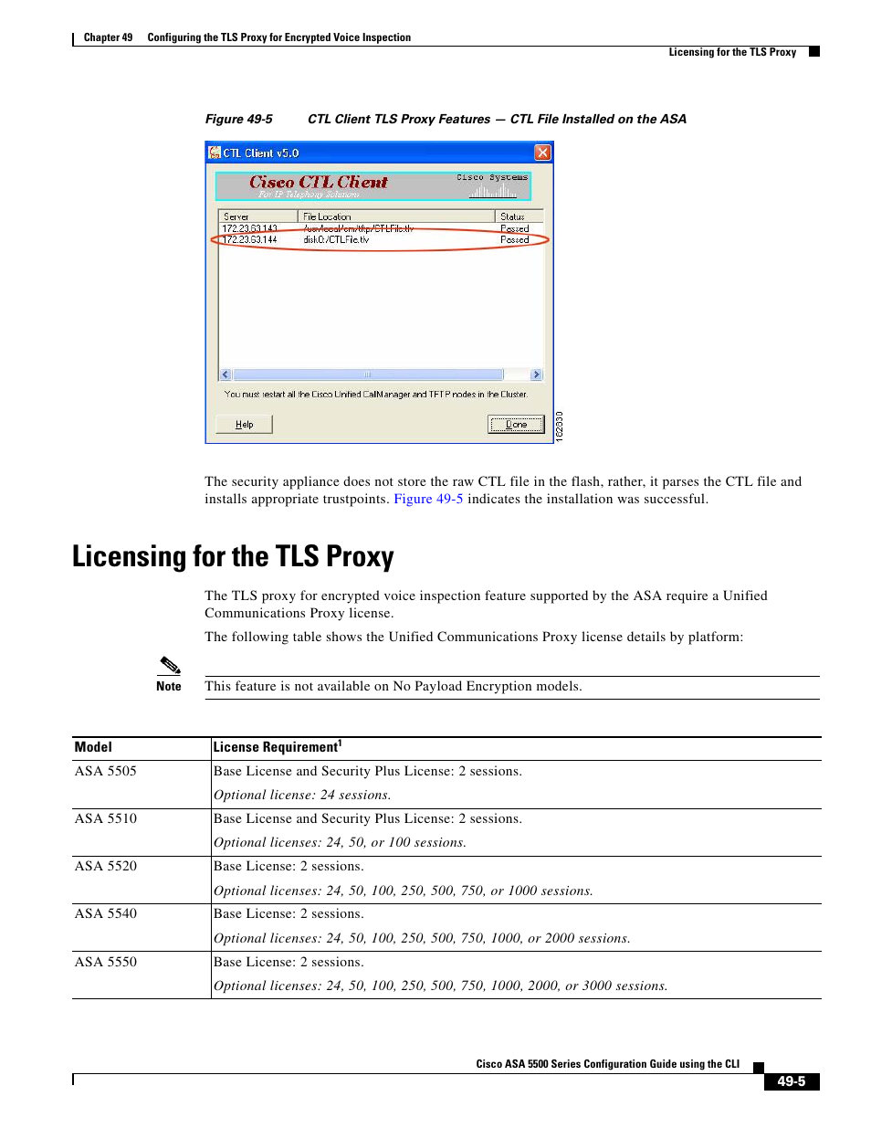 Licensing for the tls proxy, Figure 49-5 | Cisco ASA 5505 User Manual | Page 1041 / 1994