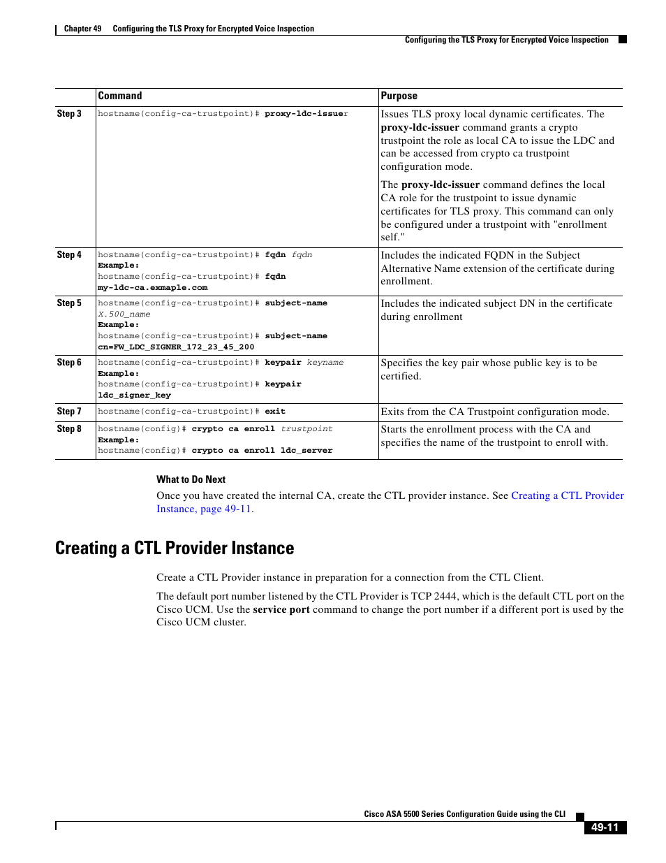 Creating a ctl provider instance | Cisco ASA 5505 User Manual | Page 1047 / 1994