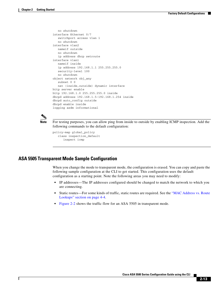 Asa 5505 transparent mode sample configuration | Cisco ASA 5505 User Manual | Page 113 / 1994