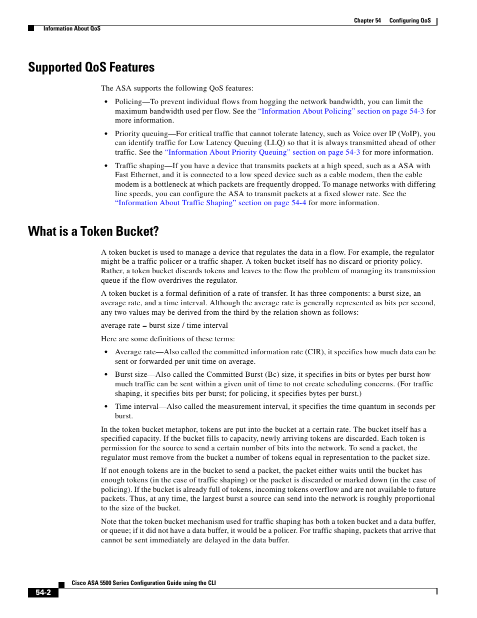 Supported qos features, What is a token bucket | Cisco ASA 5505 User Manual | Page 1146 / 1994