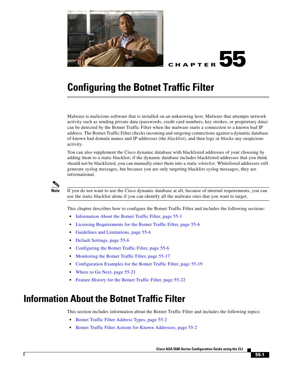 Configuring the botnet traffic filter, Information about the botnet traffic filter, C h a p t e r | Cisco ASA 5505 User Manual | Page 1165 / 1994