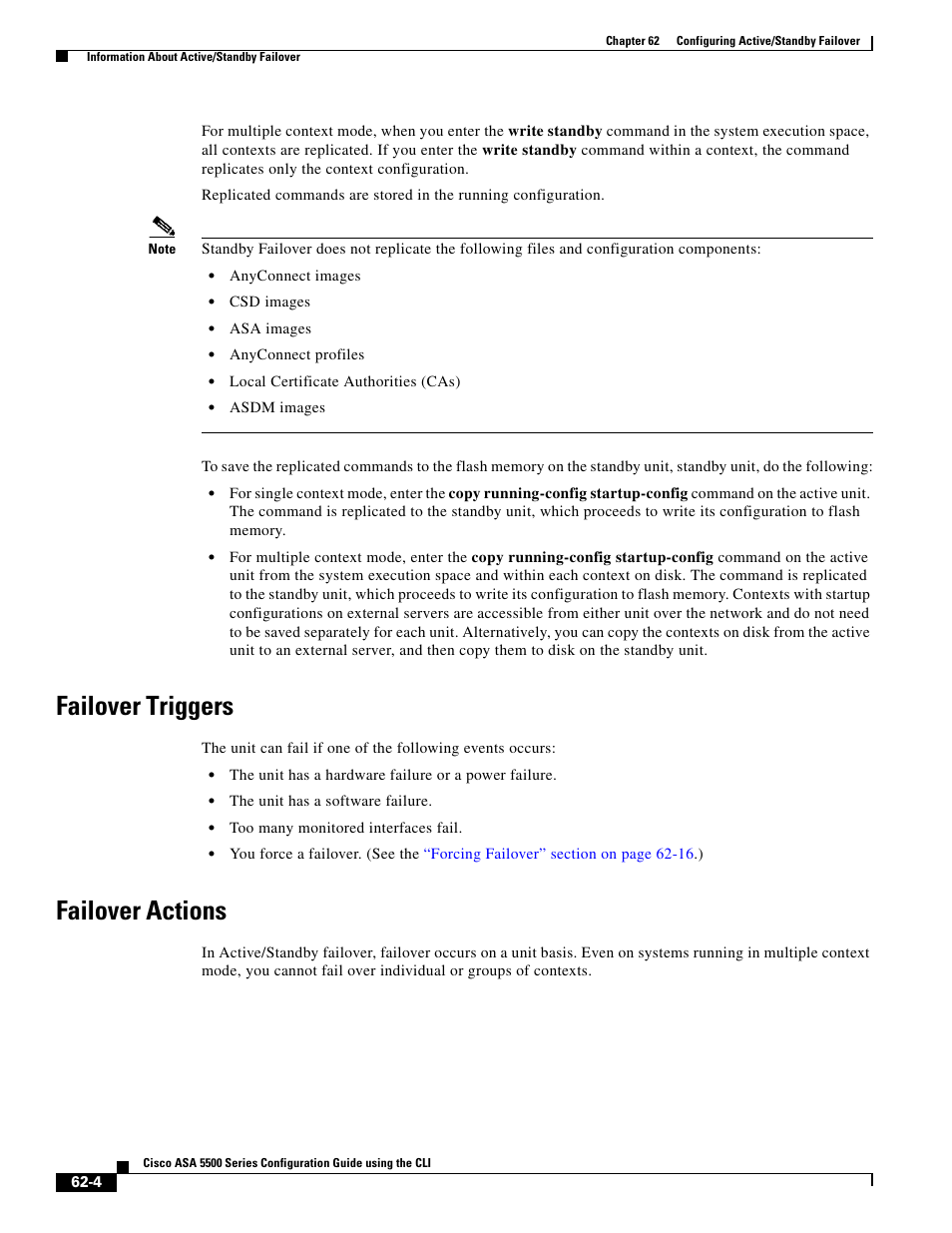 Failover triggers, Failover actions | Cisco ASA 5505 User Manual | Page 1310 / 1994