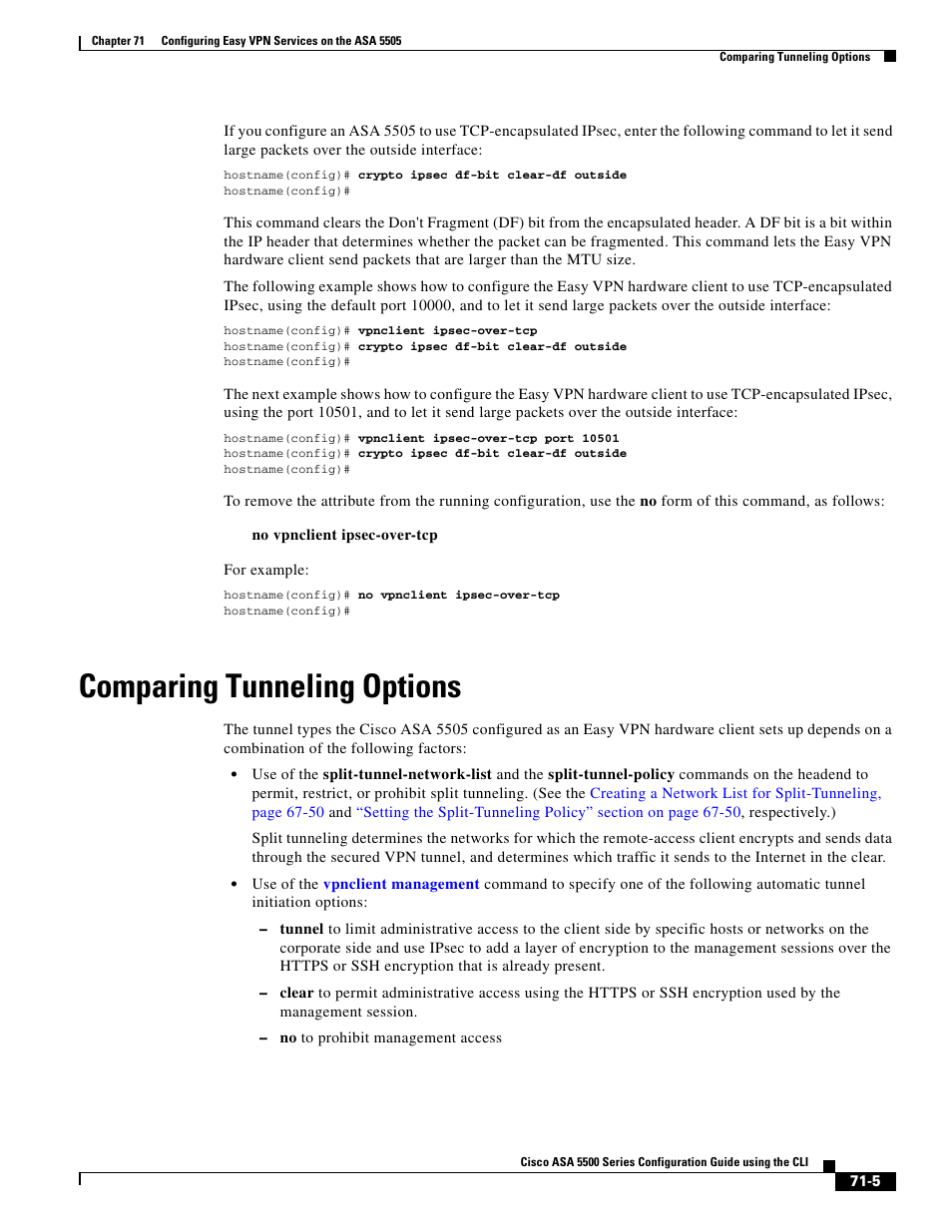 Comparing tunneling options | Cisco ASA 5505 User Manual | Page 1563 / 1994