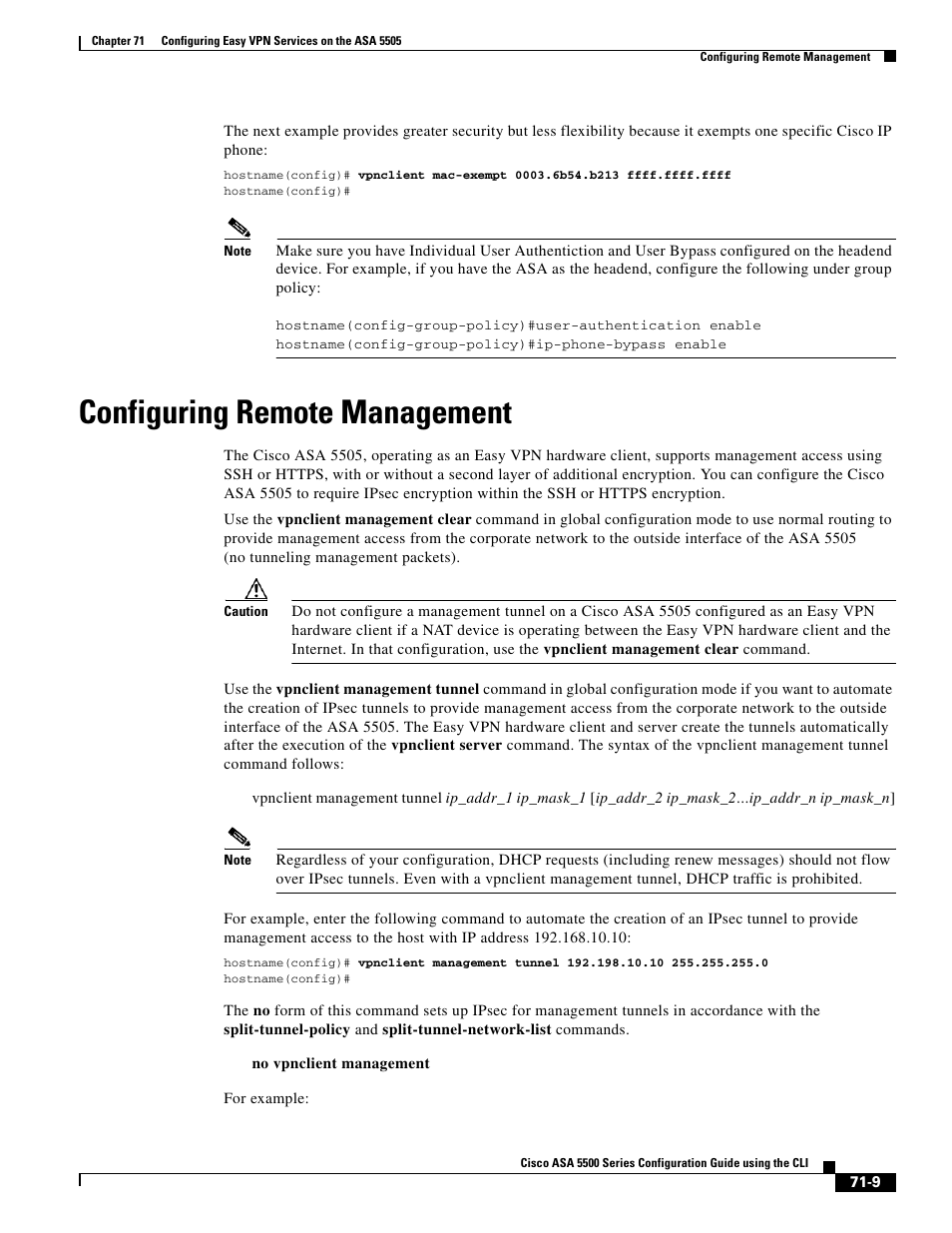 Configuring remote management, Vpnclient management | Cisco ASA 5505 User Manual | Page 1567 / 1994