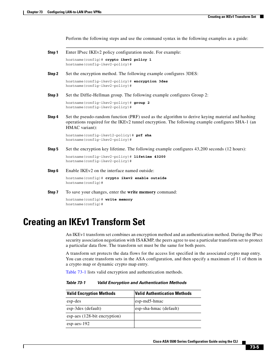 Creating an ikev1 transform set, Creating an ikev1 transform set” section on | Cisco ASA 5505 User Manual | Page 1581 / 1994