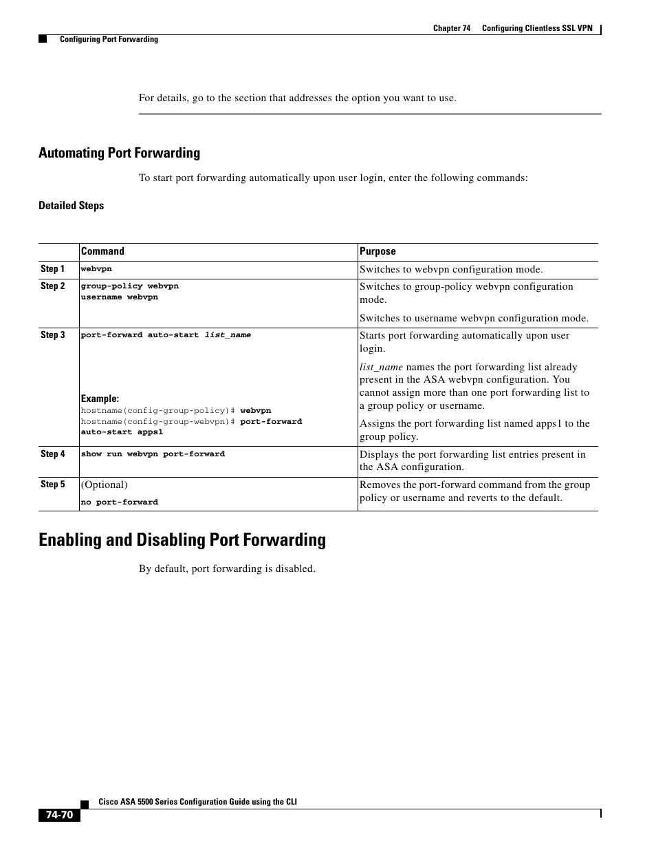 Automating port forwarding, Enabling and disabling port forwarding | Cisco ASA 5505 User Manual | Page 1656 / 1994