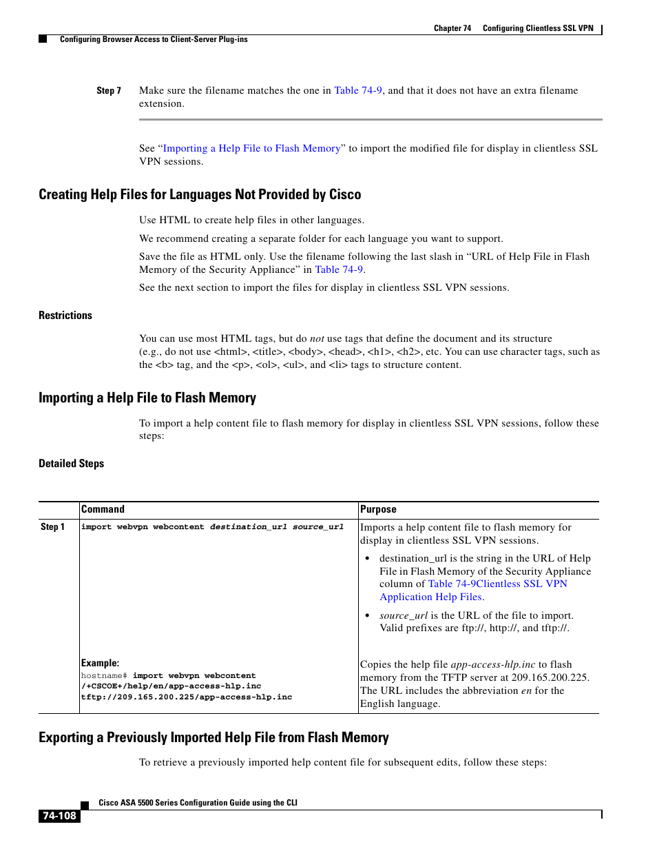 Importing a help file to flash memory | Cisco ASA 5505 User Manual | Page 1694 / 1994