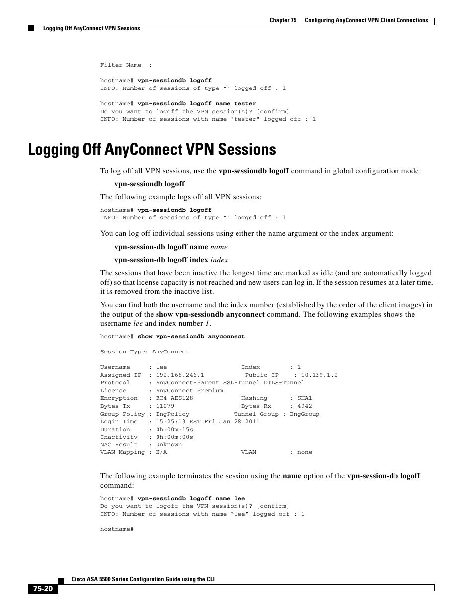 Logging off anyconnect vpn sessions | Cisco ASA 5505 User Manual | Page 1730 / 1994