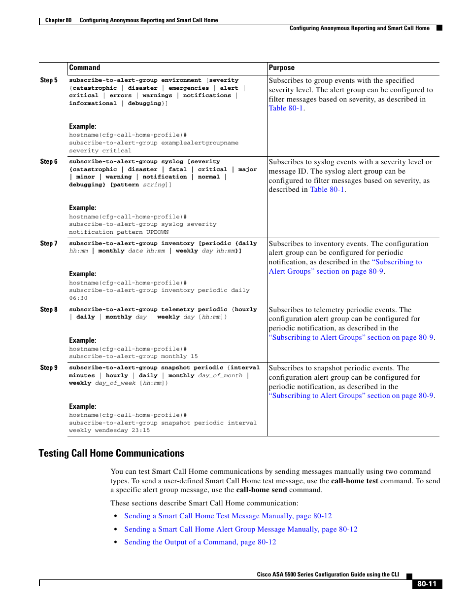 Testing call home communications | Cisco ASA 5505 User Manual | Page 1823 / 1994
