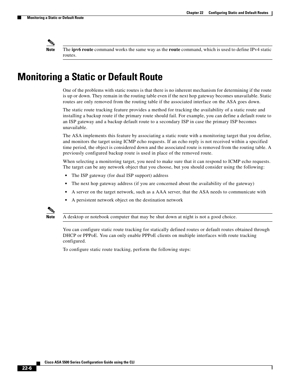 Monitoring a static or default route | Cisco ASA 5505 User Manual | Page 452 / 1994