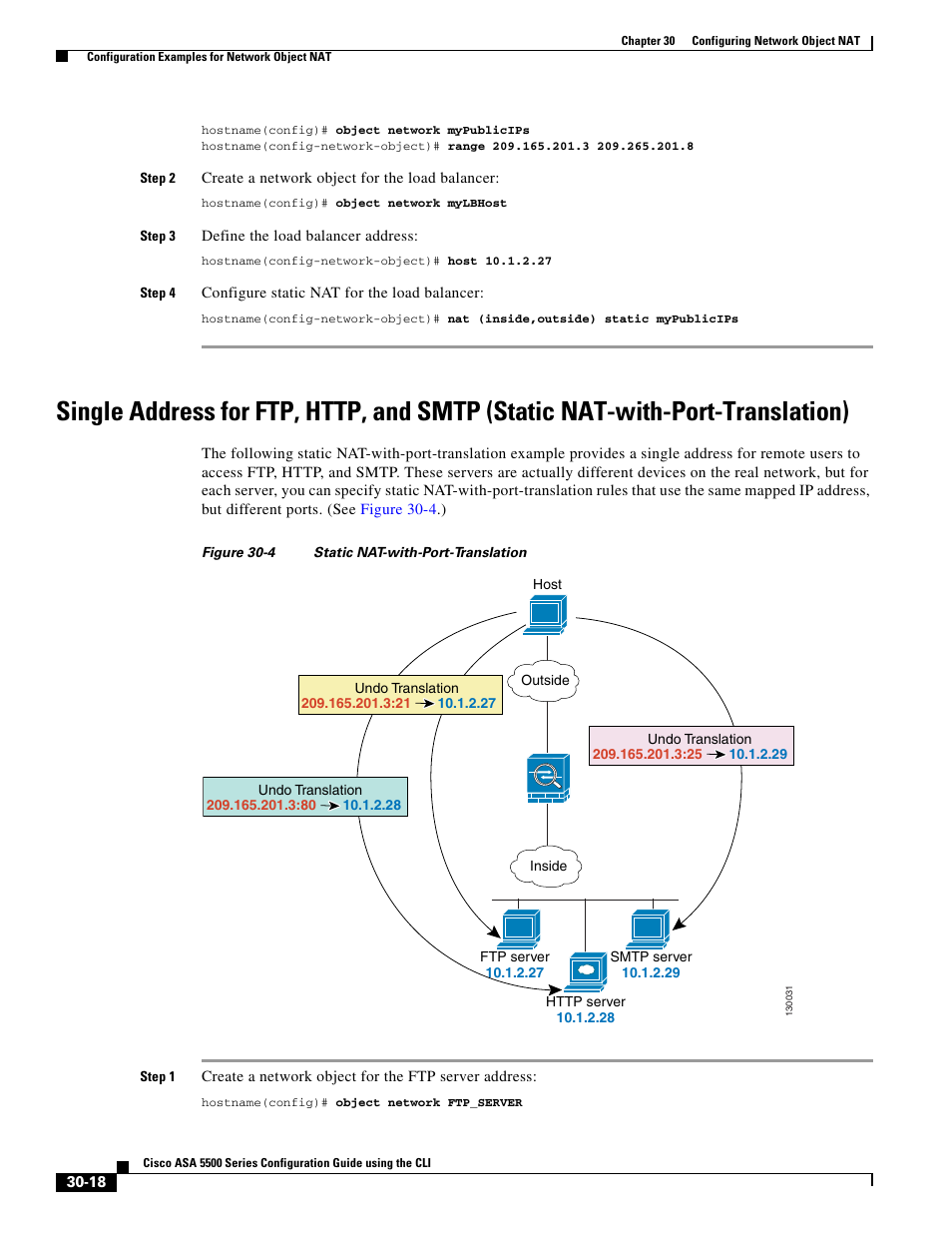 E the, Single address for ftp, http, and smtp (static | Cisco ASA 5505 User Manual | Page 600 / 1994