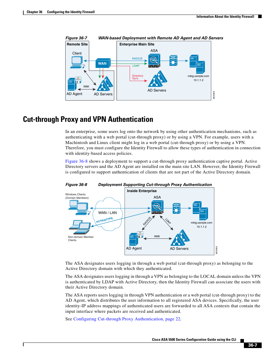 Cut-through proxy and vpn authentication, Figure 36-7 | Cisco ASA 5505 User Manual | Page 719 / 1994