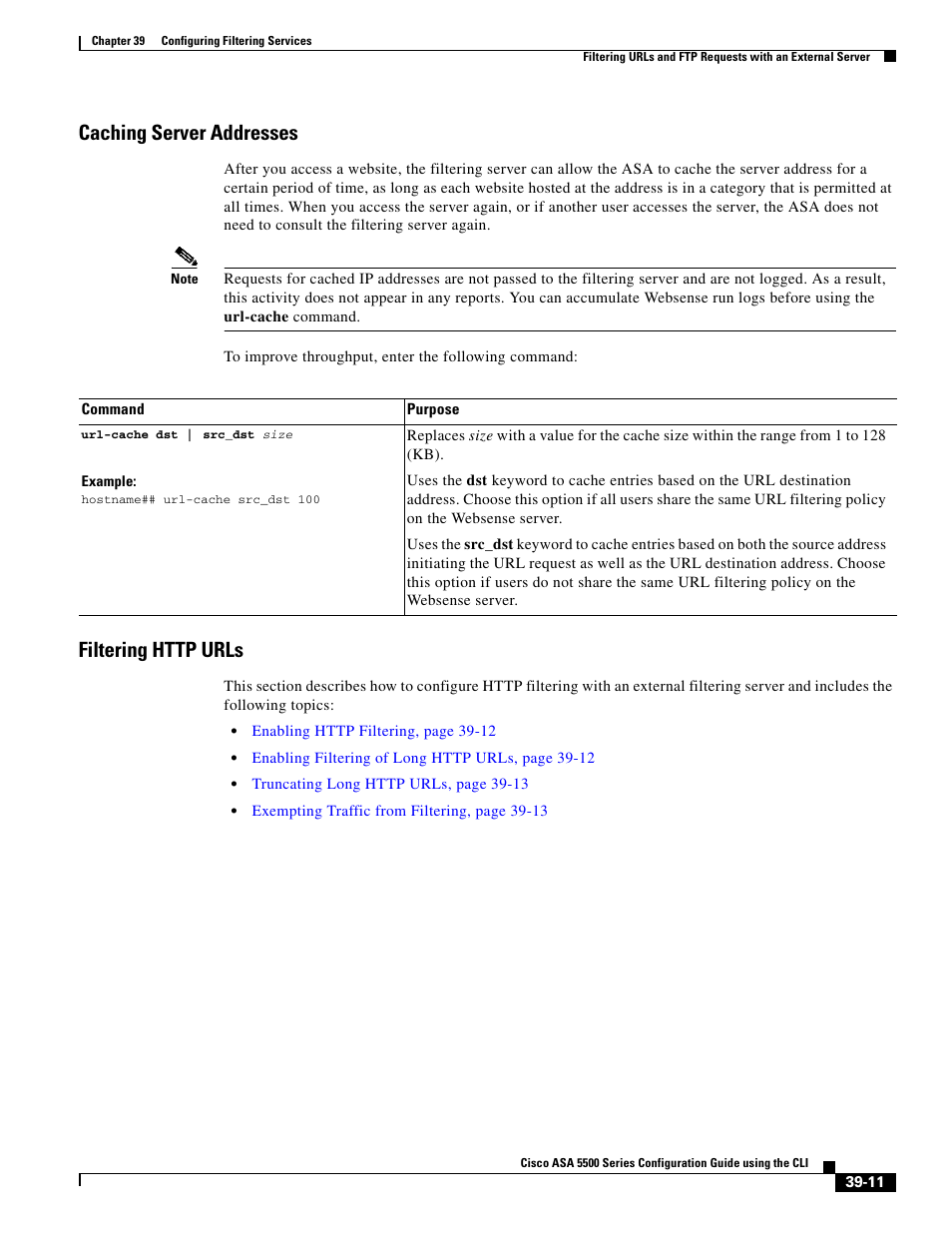 Caching server addresses, Filtering http urls | Cisco ASA 5505 User Manual | Page 807 / 1994