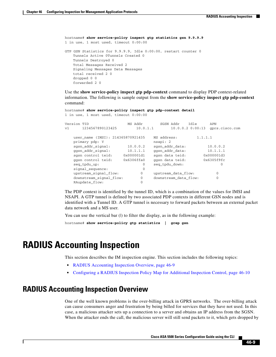 Radius accounting inspection, Radius accounting inspection overview | Cisco ASA 5505 User Manual | Page 955 / 1994