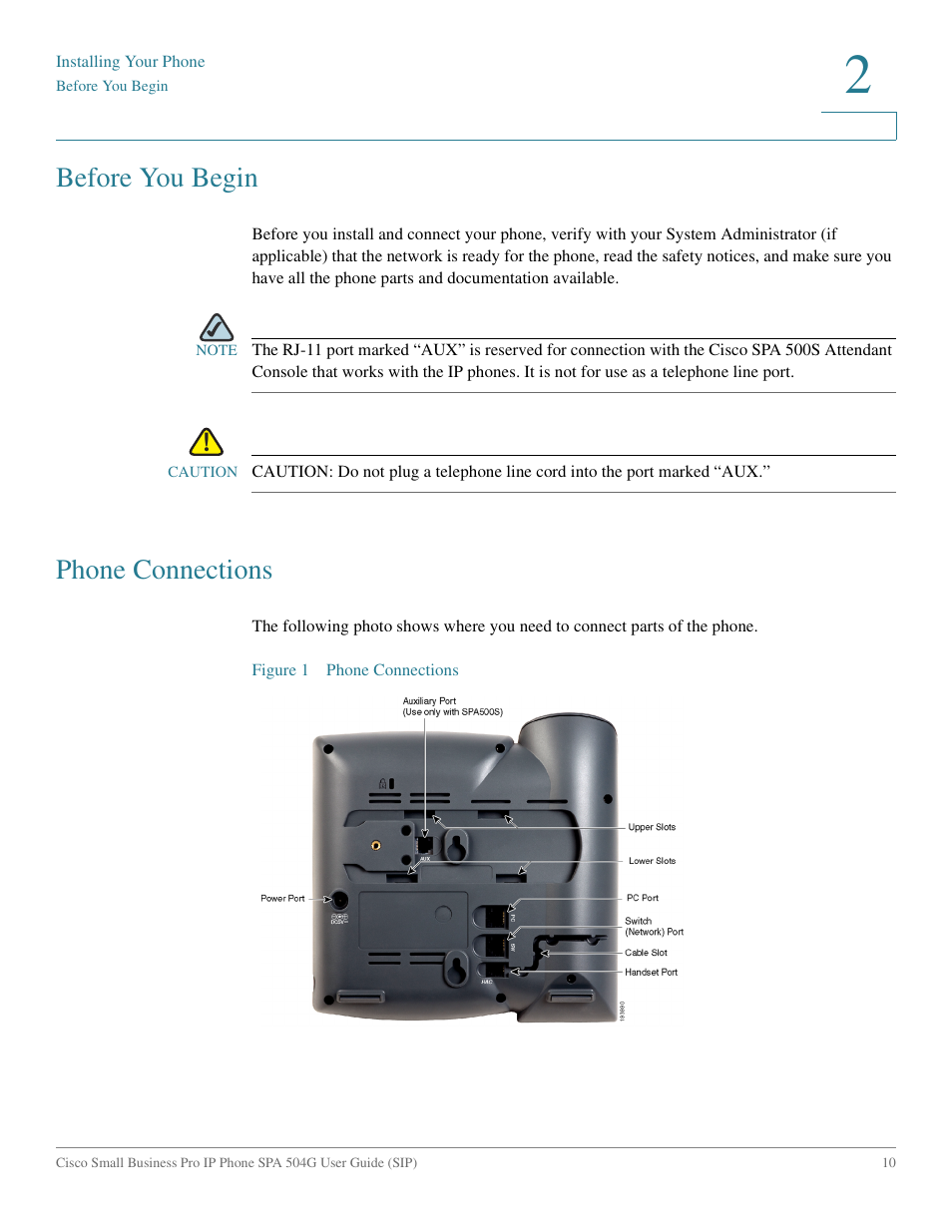 Before you begin, Phone connections | Cisco IP Phone SPA 504G User Manual | Page 16 / 68