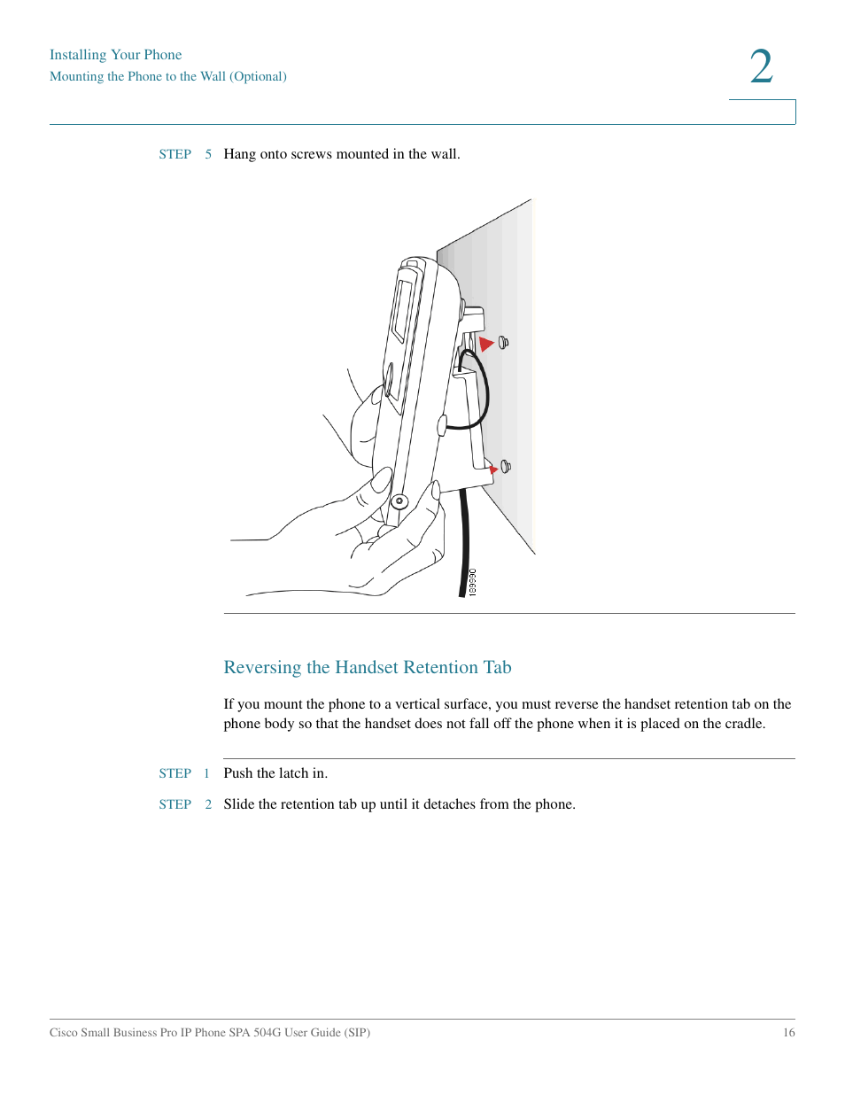 Reversing the handset retention tab | Cisco IP Phone SPA 504G User Manual | Page 22 / 68