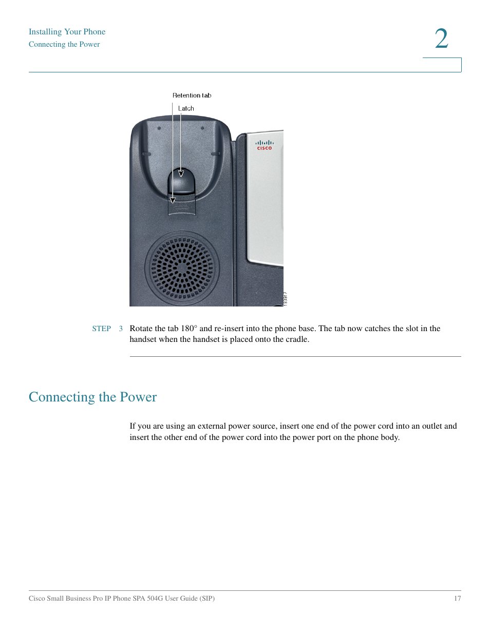 Connecting the power | Cisco IP Phone SPA 504G User Manual | Page 23 / 68