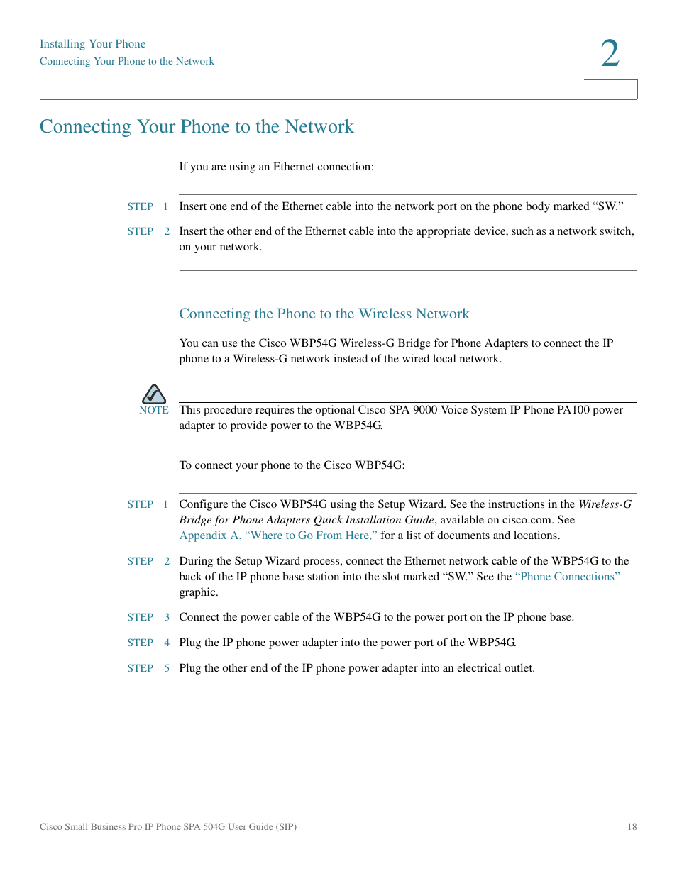 Connecting your phone to the network, Connecting the phone to the wireless network | Cisco IP Phone SPA 504G User Manual | Page 24 / 68