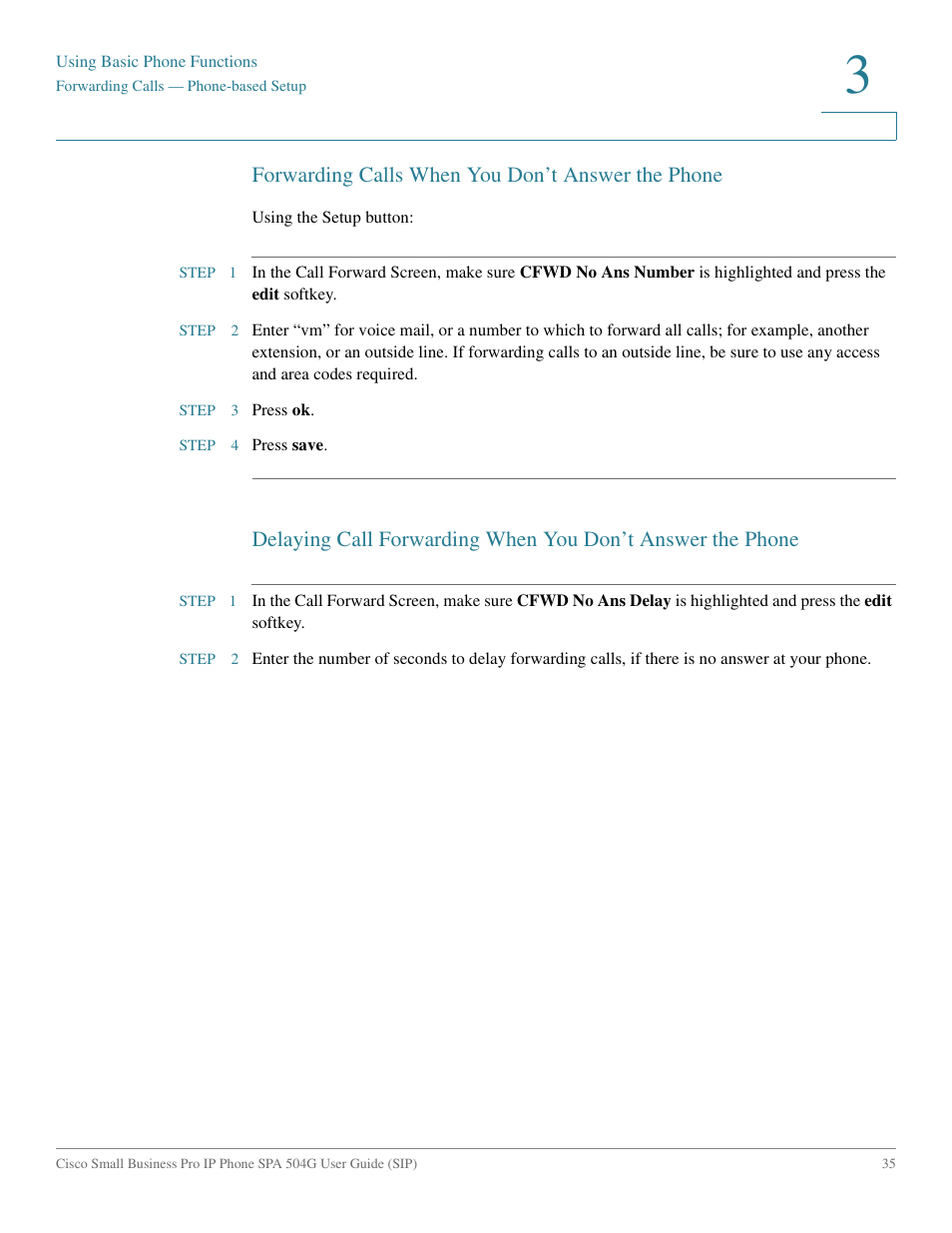 Forwarding calls when you don’t answer the phone | Cisco IP Phone SPA 504G User Manual | Page 41 / 68