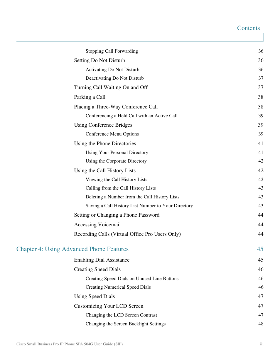 Cisco IP Phone SPA 504G User Manual | Page 5 / 68