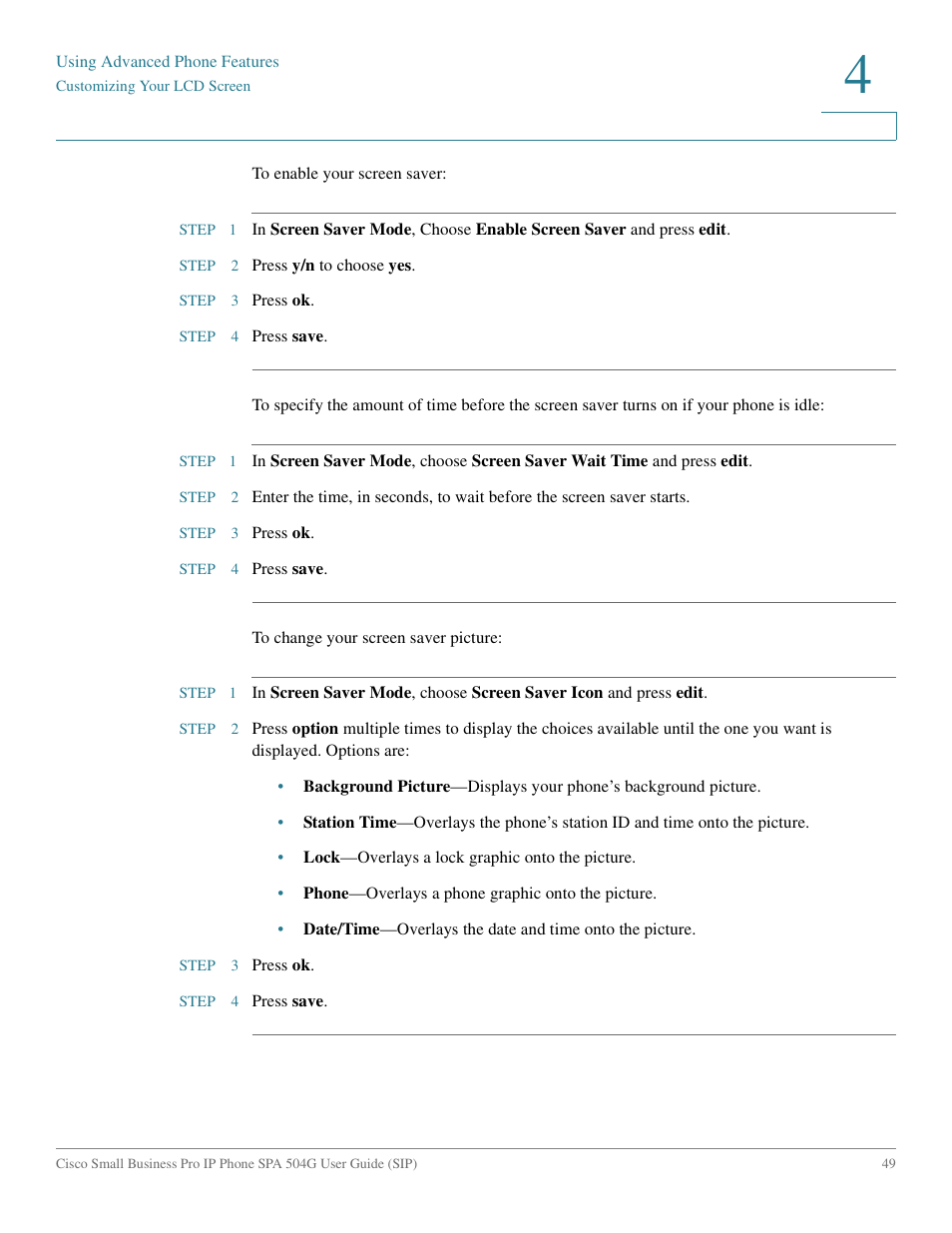 Cisco IP Phone SPA 504G User Manual | Page 55 / 68