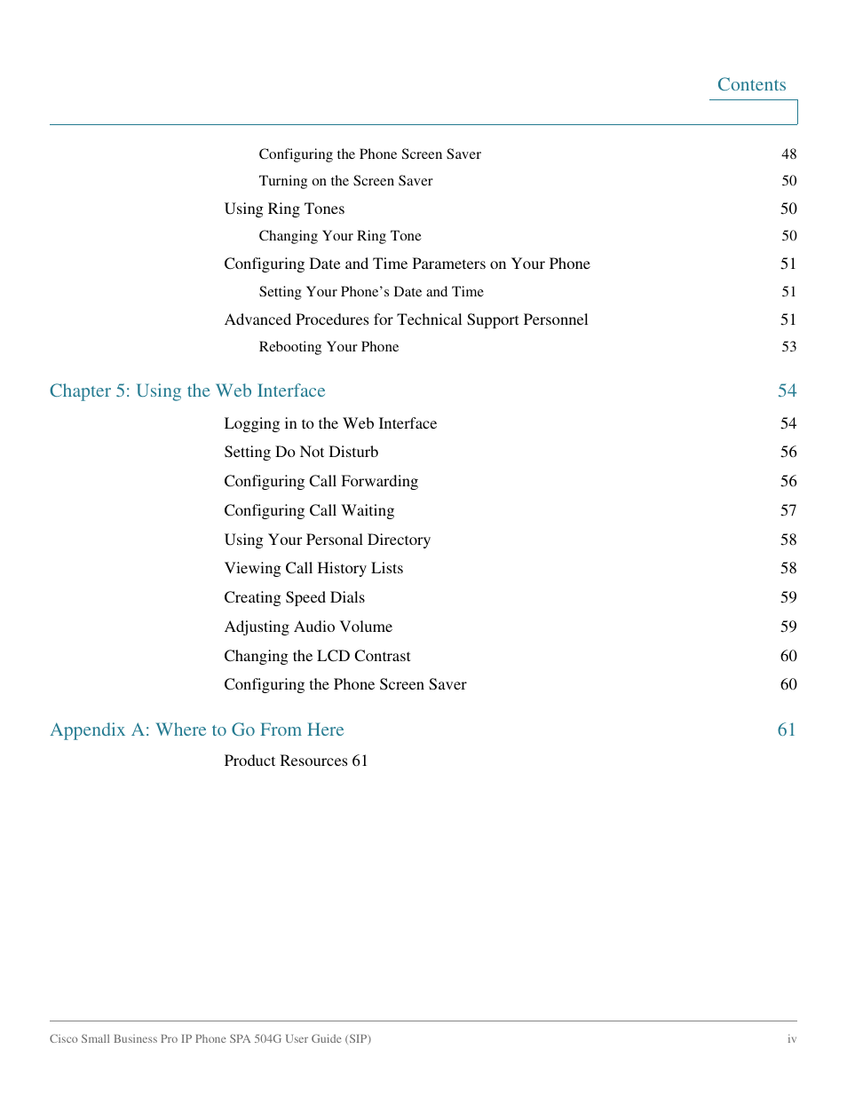 Cisco IP Phone SPA 504G User Manual | Page 6 / 68