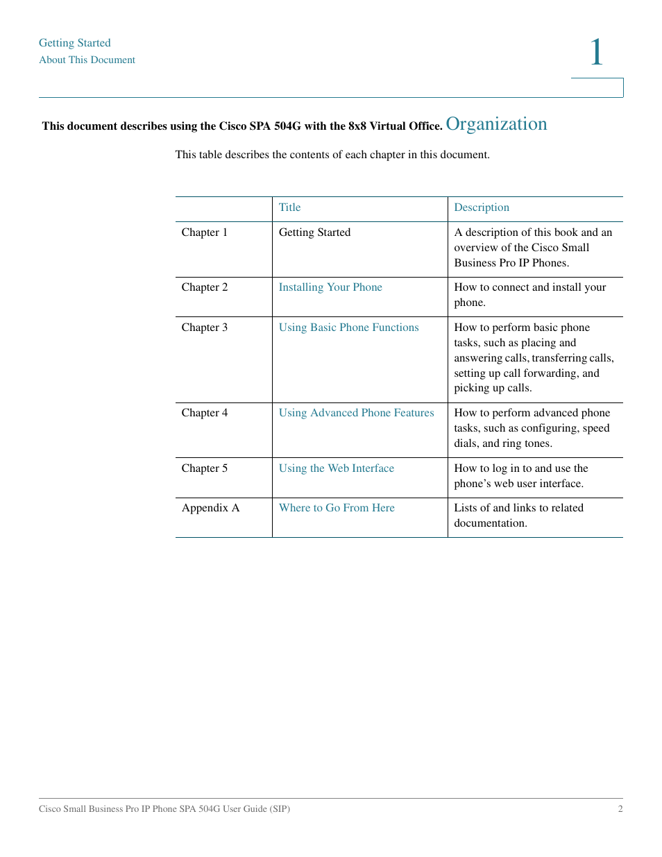 Organization | Cisco IP Phone SPA 504G User Manual | Page 8 / 68