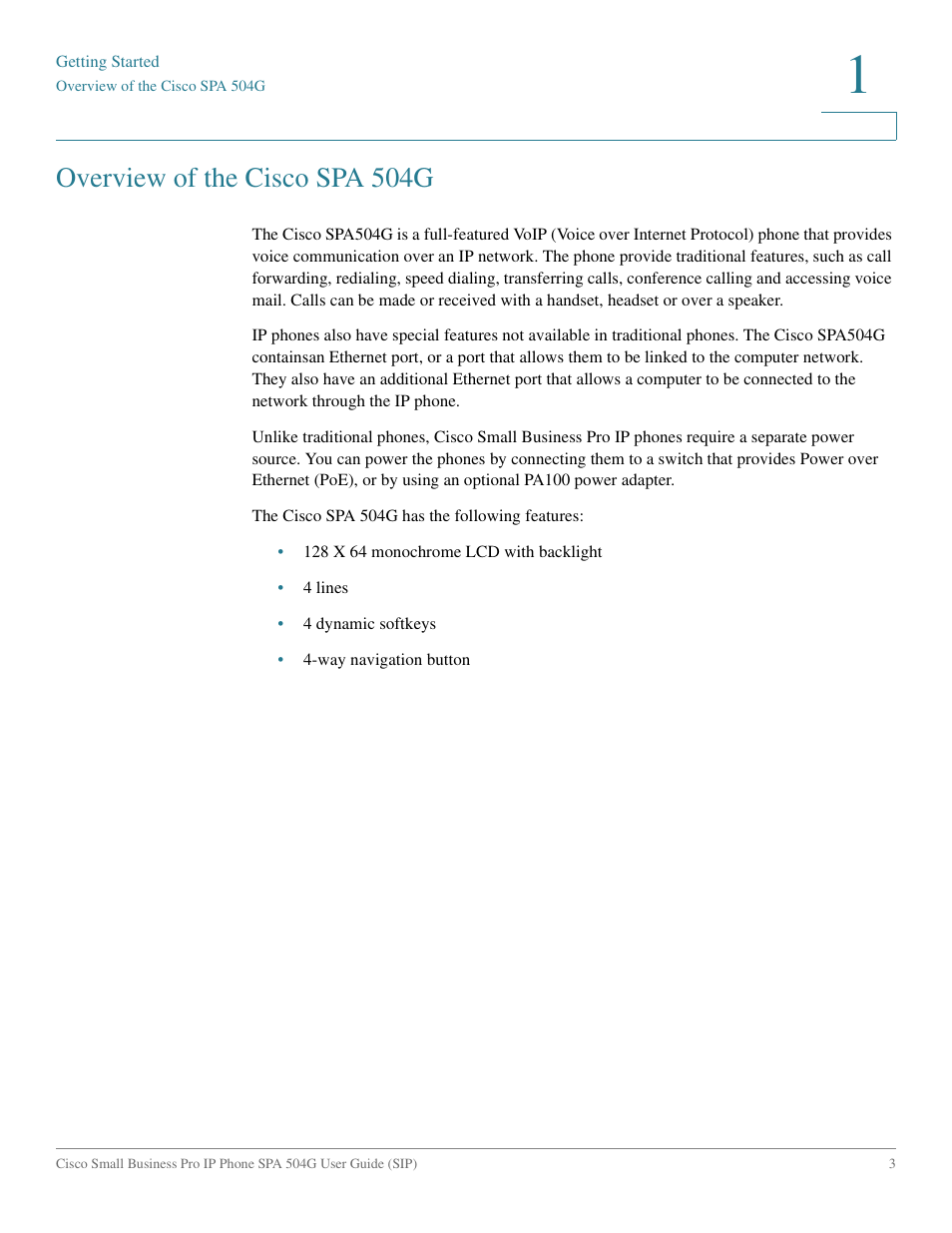 Overview of the cisco spa 504g | Cisco IP Phone SPA 504G User Manual | Page 9 / 68