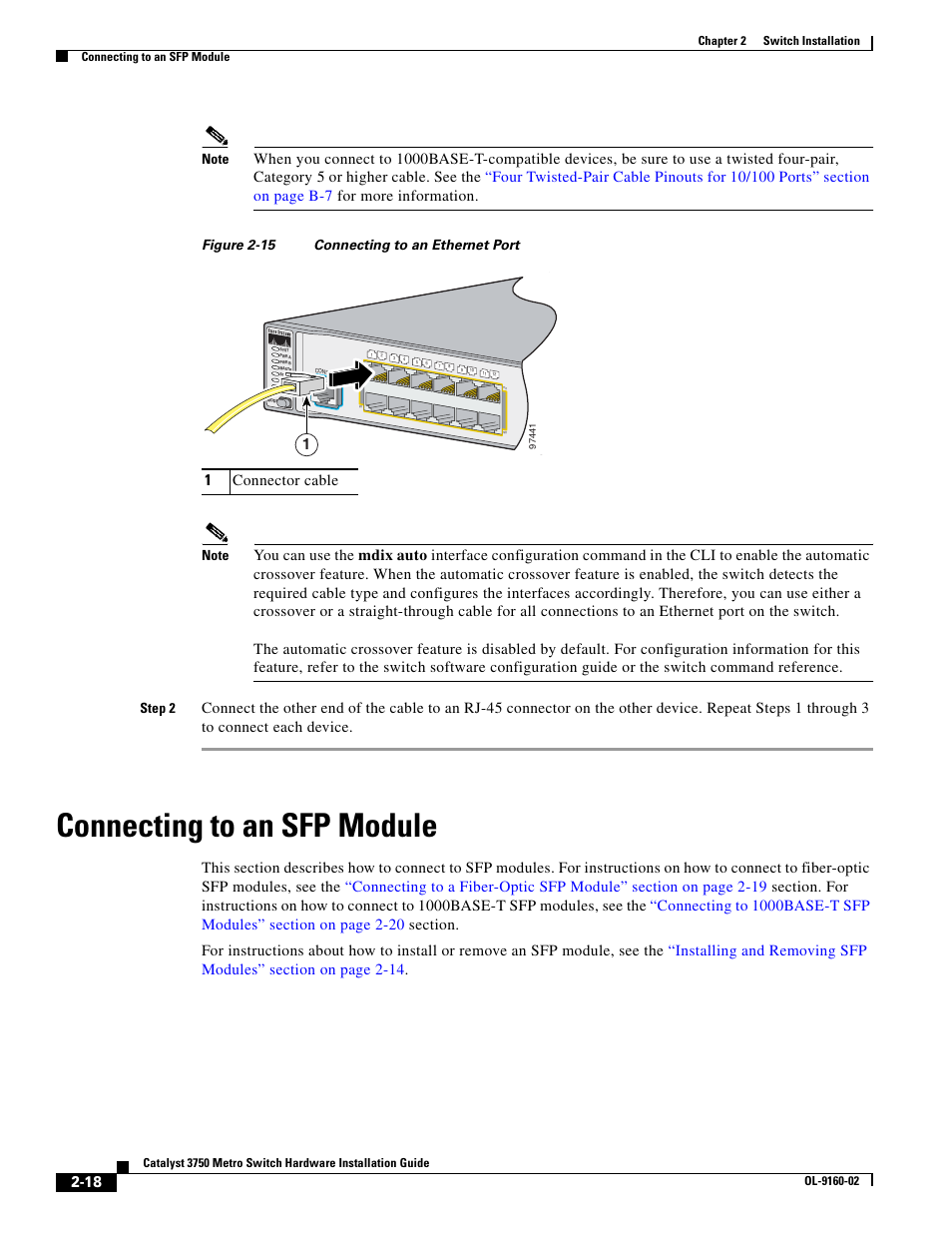 Connecting to an sfp module, To comp, Step 2 | Cisco 3750 User Manual | Page 36 / 86
