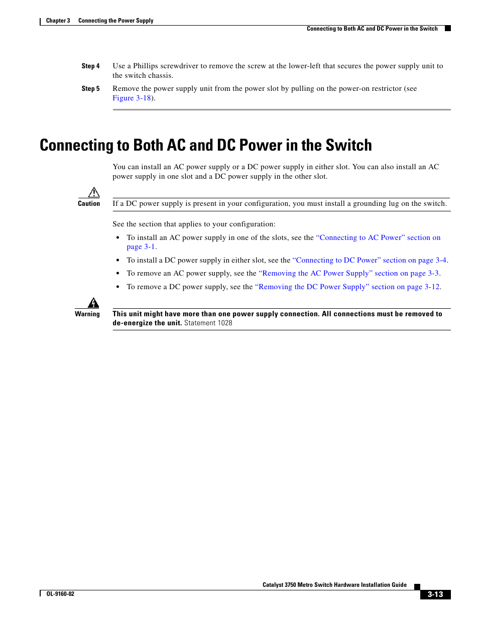 Connecting to both ac and dc power in the switch | Cisco 3750 User Manual | Page 53 / 86
