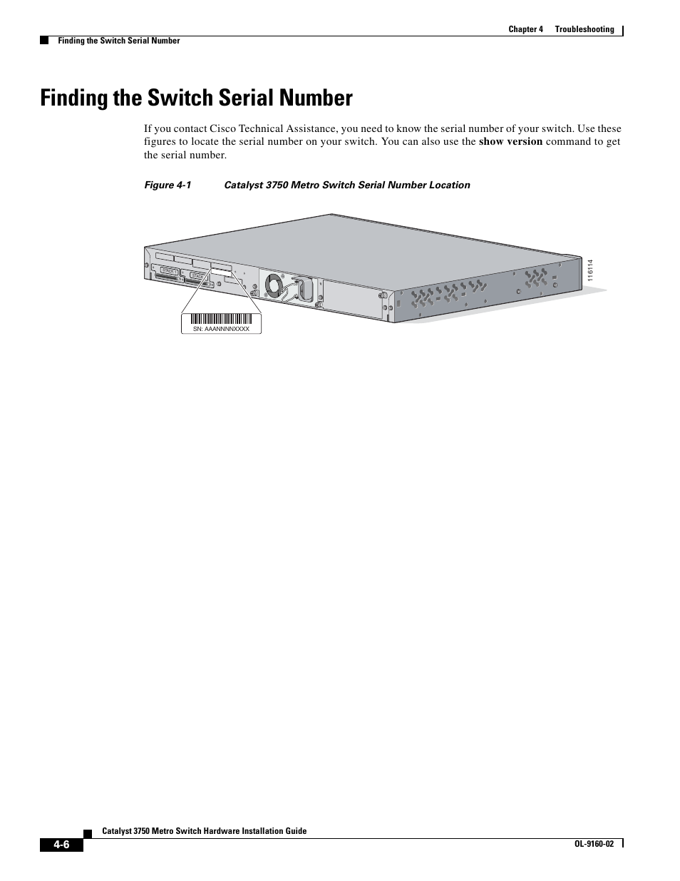 Finding the switch serial number | Cisco 3750 User Manual | Page 60 / 86