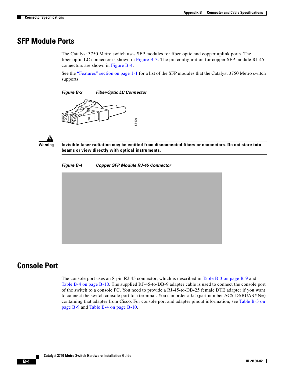 Sfp module ports, Console port | Cisco 3750 User Manual | Page 66 / 86