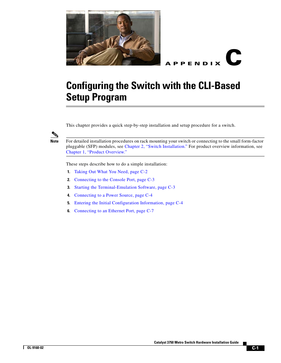 Setup program, Appendix c, “configuring the switch, With the cli-based setup program | And refer to the sw, Appendix c | Cisco 3750 User Manual | Page 73 / 86